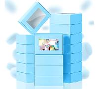 Lot de 30 mini boîtes en papier kraft avec fenêtre pour emballage de savon, boîte à friandises pour savon fait maison, bonbons, boulangerie, bonbons (bleu, 8,4 x 5,9 x 3,4 cm)