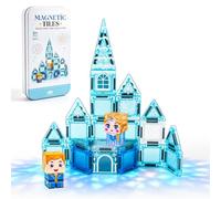 Lot de 30 mini carreaux magnétiques sur le thème princesse et château, blocs de construction magnétiques essentiels de voyage avec étui, kit de construction STEM Montessori, éducation préscolaire