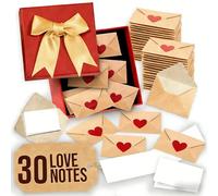 Lot de 30 mini cartes vierges et enveloppes avec autocollants en forme de cœur, lettres d'amour romantiques pour elle et lui, idéal pour les anniversaires, les occasions spéciales