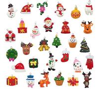 Lot de 30 mini décorations de Noël à suspendre pour sapin de Noël, Père Noël, renne, bonhomme de neige, chaussette de Noël, sucre d'orge, pour petit arbre de Noël, pendentifs artisanaux