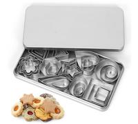 Lot de 30 mini emporte-pièces en acier inoxydable - Motifs géométriques - Fleurs étoilées hexagonales - En forme de cœur - Pour pâtisserie, fondant, tartes