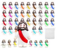 Lot de 30 mini figurines Jésus avec assortiment multicolore pour baptême école du dimanche, style classique.