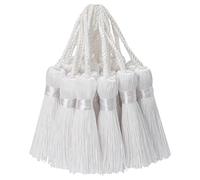 Lot de 30 mini pompons soyeux - Petit tissu à suspendre - Accessoires pour bricolage - Marque-page - Bijoux pour femme - Clé - Chaîne - Rideau personnalisé - Cadeau de mariage - Blanc