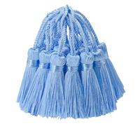 Lot de 30 mini pompons soyeux - Petit tissu à suspendre - Accessoires pour bricolage - Marque-page pour femme - Bijoux clés - Chaîne - Rideau personnalisé - Cadeau de mariage - Bleu ciel