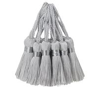 Lot de 30 mini pompons soyeux - Petits accessoires à suspendre - Pour bricolage, marque-page, femme, bijoux, clés, chaîne, sac, rideau personnalisé, cadeau de mariage, décoration (gris argenté)
