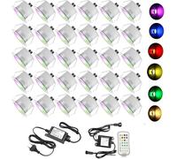Lot de 30 Multicolore RGBWW 0.6W Spot Encastrable Exterieur Dimmable Ø31mm (4 en 1) Spots LED Encastrable DC12V Etanche IP67 Lampe Terrasse Exterieur