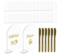Lot de 30 numéros de table en acrylique transparent avec 30 bases et 6 stylos, numérotés à faire soi-même, double page numérotée, pour mariage, restaurant, anniversaire, fête