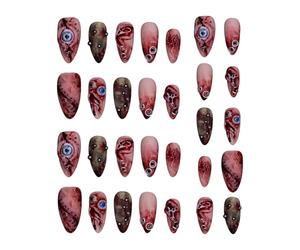 Lot de 30 ongles effrayants en acrylique à presser effrayants - Couverture complète - 50 g - Faux ongles faits à la main pour femme - Pour salon de beauté personnel, carnaval, fête, maison quotidienne