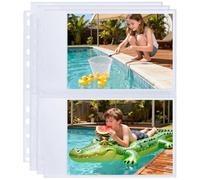 Lot de 30 pages de recharge d'album photo de 12,7 x 17,8 cm pour classeur à 3 anneaux, pochettes ultra transparentes pouvant contenir 120 photos, pages double face, 2 poches, protection pour photos et