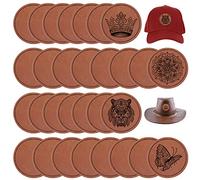 Lot de 30 Patch de Réparation en Cuir, Patchs de Réparation Auto-Adhésifs de 6,4 cm avec Patchs en Cuir Vierges Adhésifs pour Chapeaux Réparation de Tissus Personnalisés (Marron)