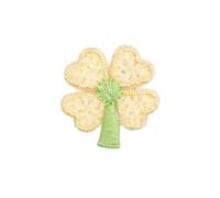 Lot de 30 patchs trèfle à quatre feuilles à coudre - 3,2 cm - Appliques brodées à coudre - Pour vêtements, écharpe, voile de mariage, coiffure, sac, décoration - Jaune clair