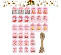 Lot de 30 pendentifs de Noël avec ficelle - En bois - Avec cordon et trous - Pour vacances, anniversaire, fête d'Halloween, décorations, famille, cri de remerciement