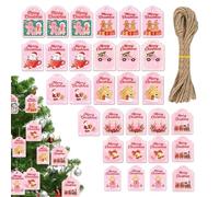 Lot de 30 pendentifs de Noël en carton - Pendentif de Noël en bois avec ficelle et trous - Pour vacances, anniversaire, fête d'Halloween, décorations, famille, lettres de remerciement