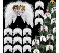 Lot de 30 pendentifs en forme d'ailes d'ange en forme de cœur sublimation, ornement vierge, décoration pour sapin de Noël