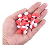 Lot de 30 perles bicolores pour pêche à la carpe européenne, pour les techniques de pêche, y compris l'alimentation et les particules pour la pêche (30 pièces par flacon, blanc/rouge)