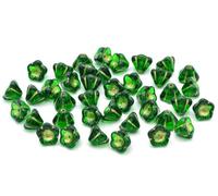 Lot de 30 perles en forme de fleur de cloche, transparent doublé or vert (50140-54202), verre, République tchèque (0,6 x 0,8 cm)