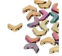 Lot de 30 perles en verre tchèque duo chevrons - Grand choix de couleurs et de finitions (arc-en-ciel violet)
