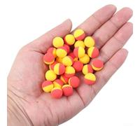 Lot de 30 perles pour pêche à la carpe européenne, pour les techniques de pêche, y compris l'alimentation et les particules pour la pêche (30 pièces par flacon, jaune-rouge)