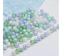 Lot de 30 perles rondes et plates en verre cristal à facettes, couleurs mélangées, 8 mm, pour la fabrication de bijoux, bracelets et boucles d'oreilles, A10, 8 mm, lot de 30 pièces