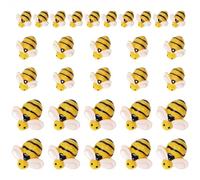 Lot de 30 petites abeilles en résine à dos plat en plastique pour loisirs créatifs, décoration de table de fête d'anniversaire (30)