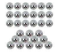 Lot de 30 petites boules disco à effet miroir de 3 cm de diamètre, boules de Noël, décoration de gâteau, boule réfléchissante miroir disco (argenté)