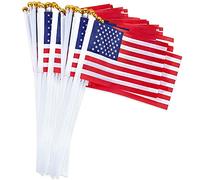 Lot de 30 petits drapeaux américains avec bâtons - 12,7 x 20,3 cm - Drapeaux américains en polyester pour commémoration patriotique du 4 juillet, défilés, cour, fête des anciens combattants