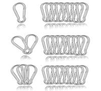 Lot de 30 petits mousquetons argentés de 5,9 cm M6 en acier galvanisé pour randonnée, camping, hamacs, laisses de chien, sac à dos