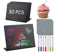 Lot de 30 petits tableaux à craie, à écrire, en forme de L, support pour buffet, mariage, fête, cartes de table (100 x 75 mm)