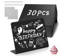 Lot de 30 petits tableaux à craie, avec support en L, 100 x 75 mm, petits tableaux en ardoise à écrire, cartes de table pour mariage, fête d'anniversaire, table de buffet
