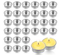 Lot de 30 photophores en métal de 40 mm - Pour bougie chauffe-plat - Argenté - Pour décoration de table de mariage, bouteilles, bougie de table