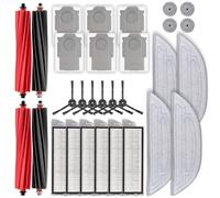 Lot de 30 pièces de rechange S8 MaxV Ultra pour aspirateur Roborock S8 MaxV Ultra/S8 Max Ultra, 4 brosses à rouleaux, 4 grands + 4 petits serpillères, 6 sacs à poussière, 6 filtres HEPA, 6 brosses