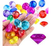 Lot de 30 pierres précieuses de 30 mm en acrylique + diamants décoratifs multicolores transparents + pierres décoratives à disperser pour table de mariage
