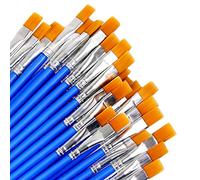 Lot de 30 pinceaux plats en nylon bleu - 15 mm x 17 cm - Petits pinceaux d'artiste pour aquarelle, peinture à l'huile, corps, visage, rochers, toile, peinture, amateurs, enfants et dessin