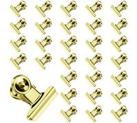 Lot de 30 pinces de 22 mm - En métal doré - Mini pinces en métal - Pour trombones bulldog - Pinces de fermeture multifonctionnelles - Pour le bureau, la maison