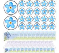 Lot de 30 pin's commémoratifs Forget Me Not pour célébration de la vie funéraire pour sensibilisation à la démence et à la maladie d'Alzheimer pour cadeaux de deuil, cartes commémoratives et sacs en