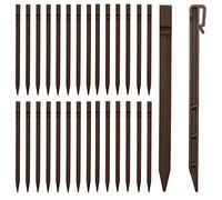 Lot de 30 piquets d'ancrage en Plastique pour Jardin - Piquets Robustes - Piquets d'ancrage pour Maintenir Le Filet de Jardin en Bas, Couverture Contre Les Mauvaises Herbes (café)
