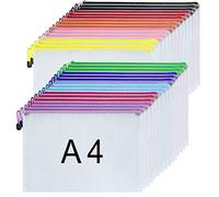 Lot de 30 pochettes en plastique avec fermeture éclair A4