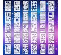 Lot de 30 pochoirs de scrapbooking réutilisables en plastique | Taille 17,8 x 10,2 cm - Pour bullet journal, album, carnets