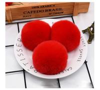Lot de 30 pompons en fourrure synthétique de 8 cm - Rouge - Grand pompon - Balles en peluche moelleuses - Pour bricolage, artisanat, chapeaux, sacs, porte-clés