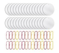 Lot De 30 Porte-Clés À Disque Transparent De 5 Cm Avec 30 Chaînes, Disques Acryliques Vierges Pour Porte-Clés De Bricolage, Étiquettes Décoratives, Projets D'Artisanat, Peinture Et Panneaux De Fête.