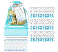 Lot de 30 porte-clés anges avec sacs en organza et étiquettes cadeaux pour 30 invités, fête prénatale, cadeaux de baptême, cadeaux de mariage pour invités