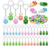 Lot de 30 porte-clés de voyage en forme de tortue avec porte-clés, pendentif tortue portable, sac à dos, porte-clés pour sac à dos, porte-clés, portefeuilles, accessoires de sac à dos, argenté