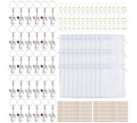 Lot de 30 porte-clés en forme de cœur en forme de fée en forme de cœur avec ange en strass - Breloque de sac plaquée argent avec carte de vœux | Porte-clés en de zinc étincelant pour