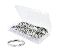 Lot de 30 porte-clés fendus en acier inoxydable de 30 mm de diamètre, anneaux ronds en métal argenté, boucles de porte-clés polies, porte-clés durables pour loisirs créatifs