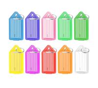 Lot de 30 porte-clés inscriptibles - 10 couleurs - En plastique - Avec anneau pour clés, valises, animaux domestiques