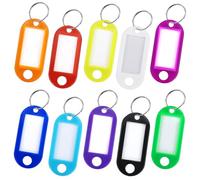 Lot de 30 porte-clés inscriptibles - Couleurs vives - En plastique avec passants - Pour la maison, le bureau - Étiquette de bagage pour animaux de compagnie (couleurs aléatoires)