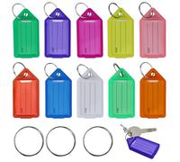 Lot de 30 porte-clés inscriptibles - Pour écrire - Avec étiquettes en papier vierges - Pour clés, valises, animaux de compagnie (10 couleurs)