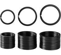 Lot de 30 porte-clés plats en métal - Anneaux fendus pour clés de voiture - 25 mm, 30 mm, 35 mm - Noir
