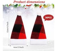 Lot de 30 porte-couverts en forme de bonnets de Père Noël, décorations de table de Noël à carreaux, organisateurs de couverts en forme de bo