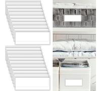 Lot de 30 porte-étiquettes autocollantes carte d'index vierge 7,6 x 3,3 cm bacs de rangement transparents avec inserts pour étagère, boîte aux lettres, classeurs